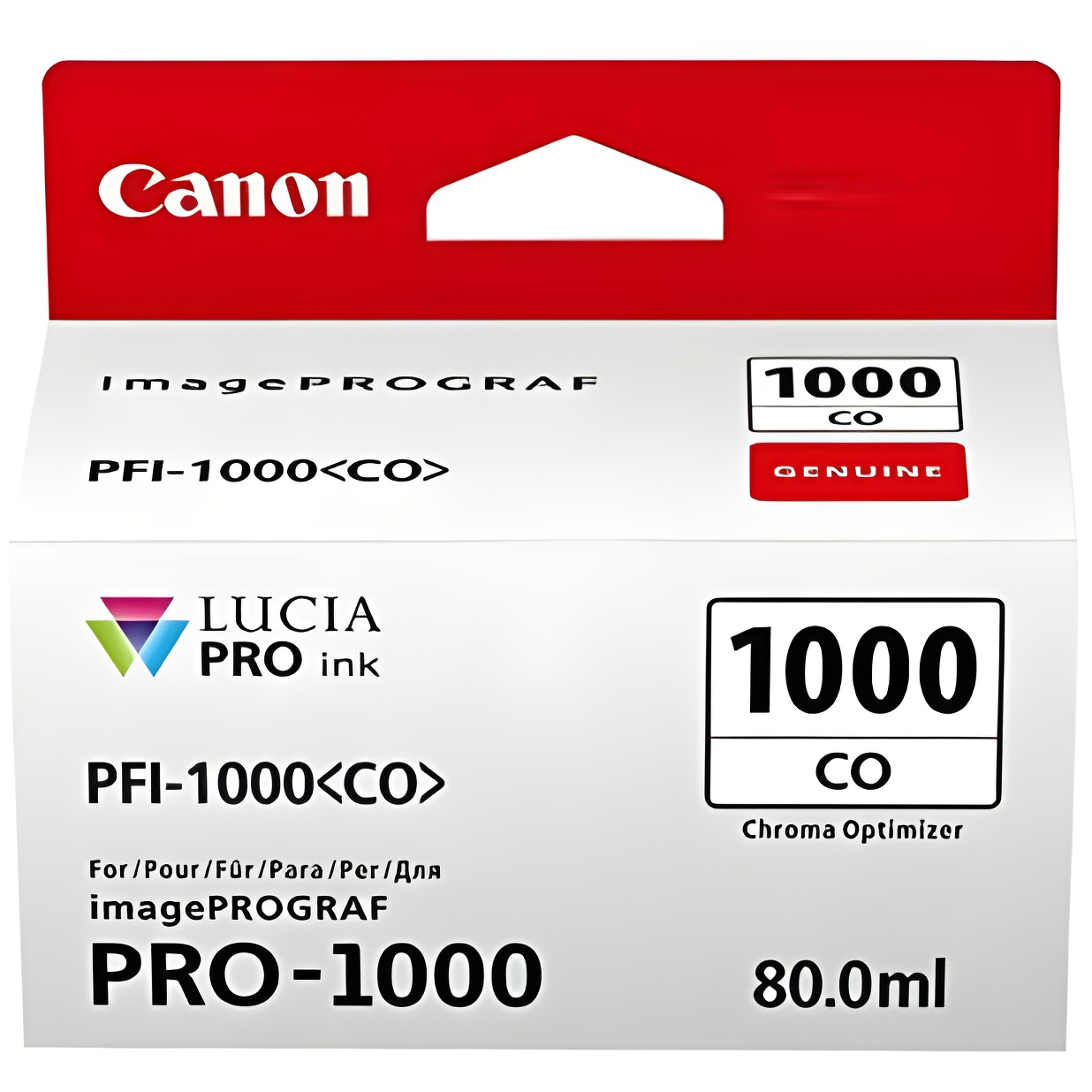 Canon PFI-1000 Chroma Optimizer Original Ink Cartridge for PRO-1000 Printer, refillable and designed for high-quality photo printing, ideal for professional use in photo printing.