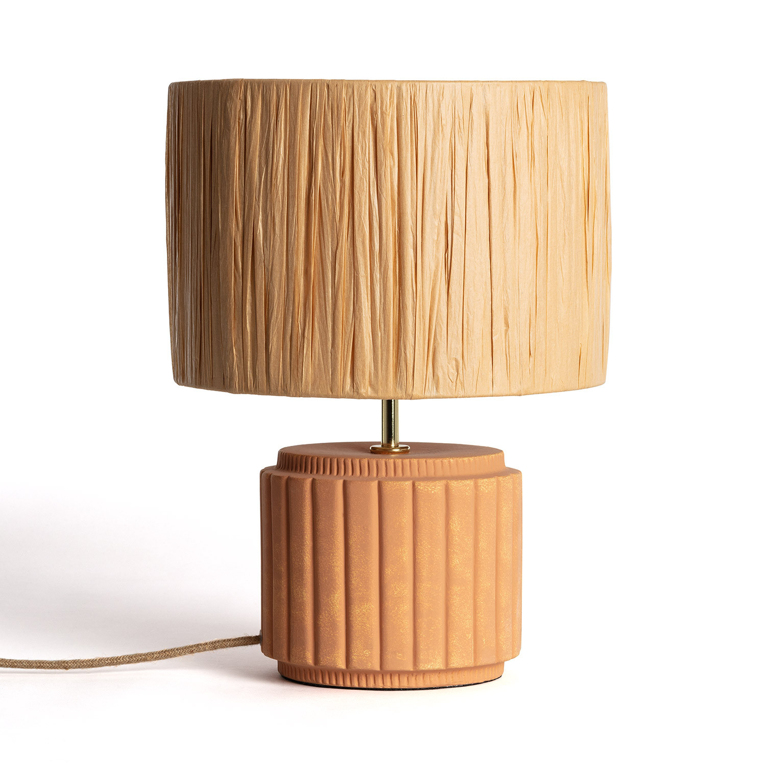 Ledkia Lámpara de Mesa Cerámica y Rafia Kinney Terracota