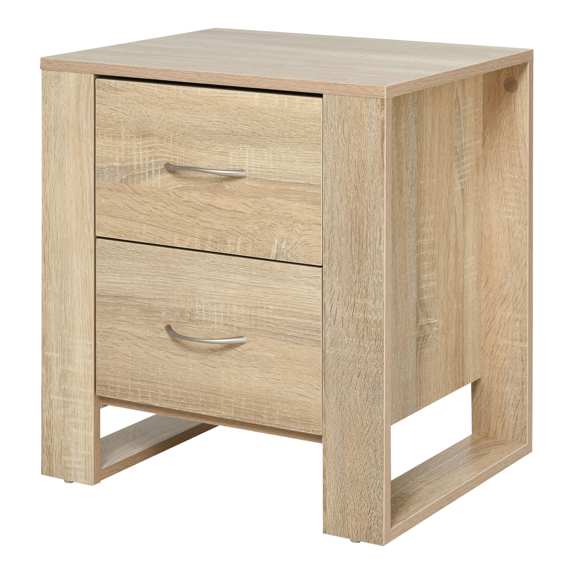 HOMCOM Mesita de Noche con 2 Cajones Patas y Base Elevada para Dormitorio Mesa Lateral para Sala de Estar Estilo Moderno 48x39x54 cm