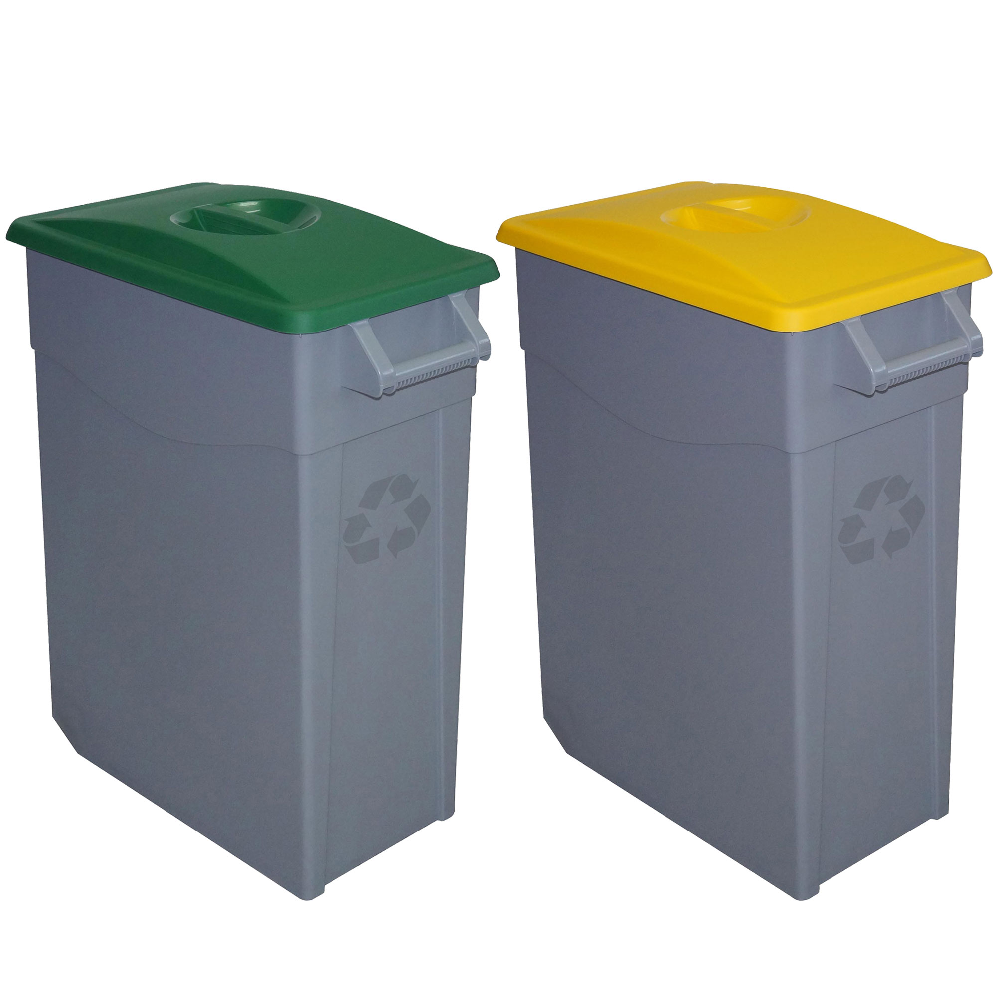 Denox Pack Reciclaje Contenedor Zeus 65L Cerrado X2 Colores Verde y Amarillo