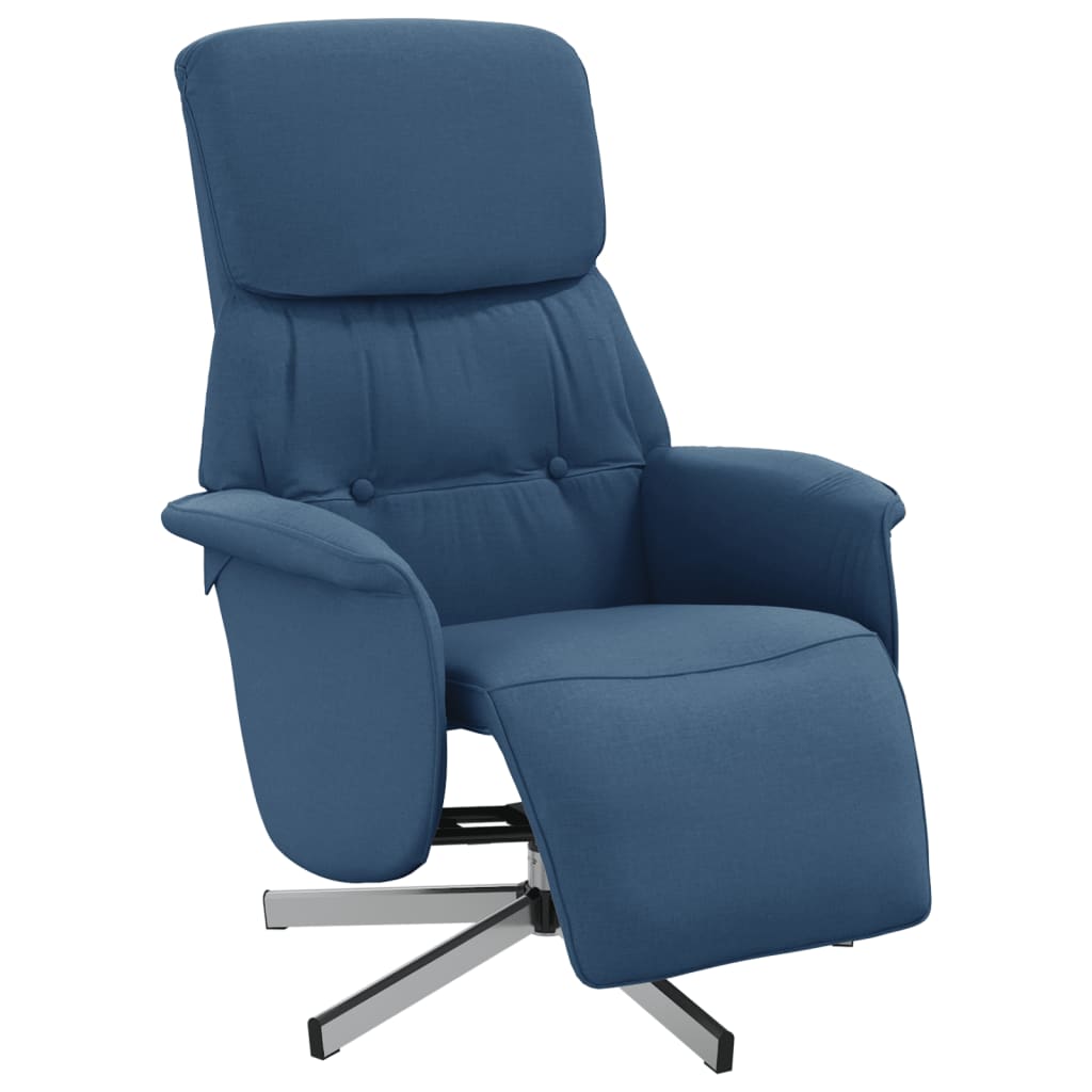 vidaXL Sillón reclinable con reposapiés tela azul