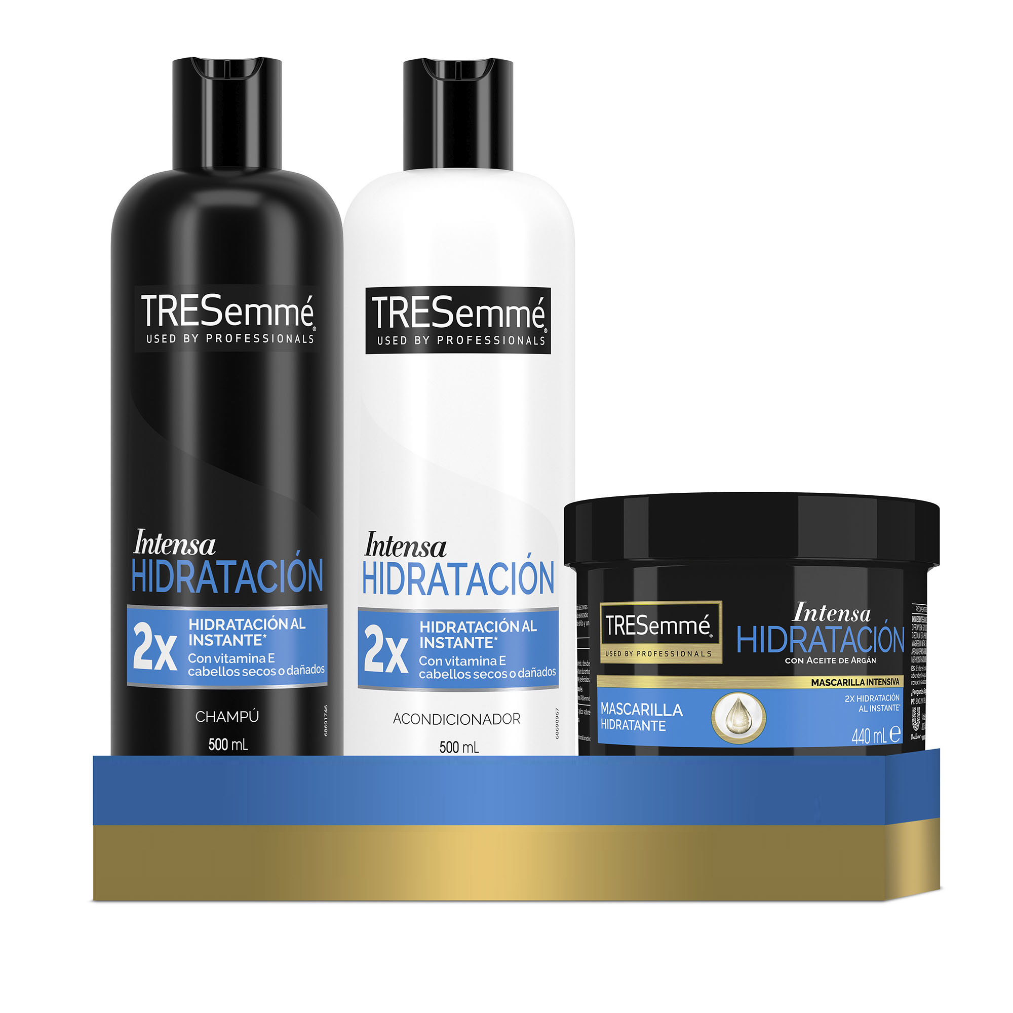 Tresemmé - TRESemmé Pack Intensa Hidratación Champú 500ml + Acondicionador 500ml + Mascarilla 440ml con vitamina E para cabellos secos y dañados - 3 productos