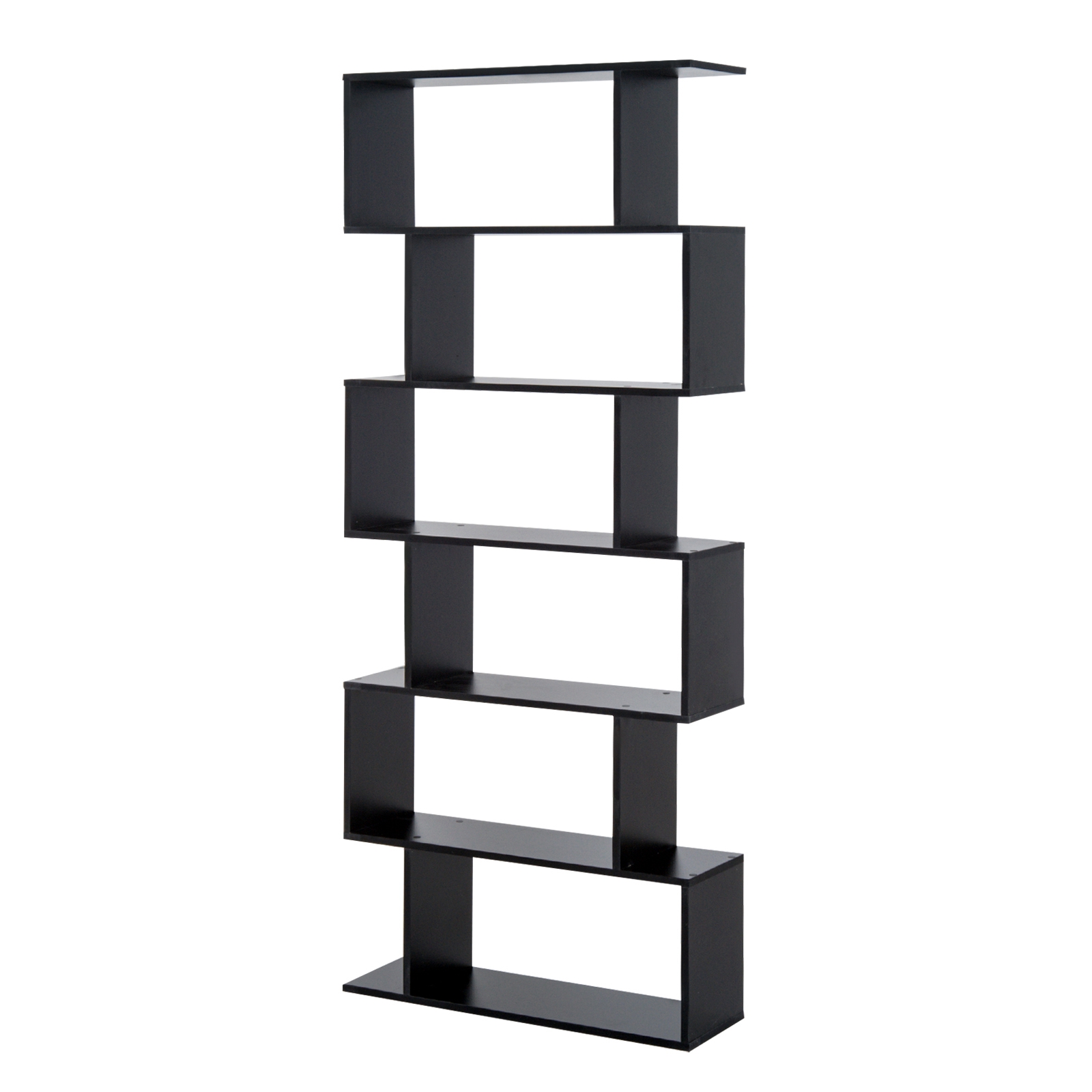 HOMCOM Biblioteca, Librería de 6 Niveles, 80x23x192 cm, Estantería para Libros, Estantería Moderna para Salón, Dormitorio, Estudio, Oficina Negro