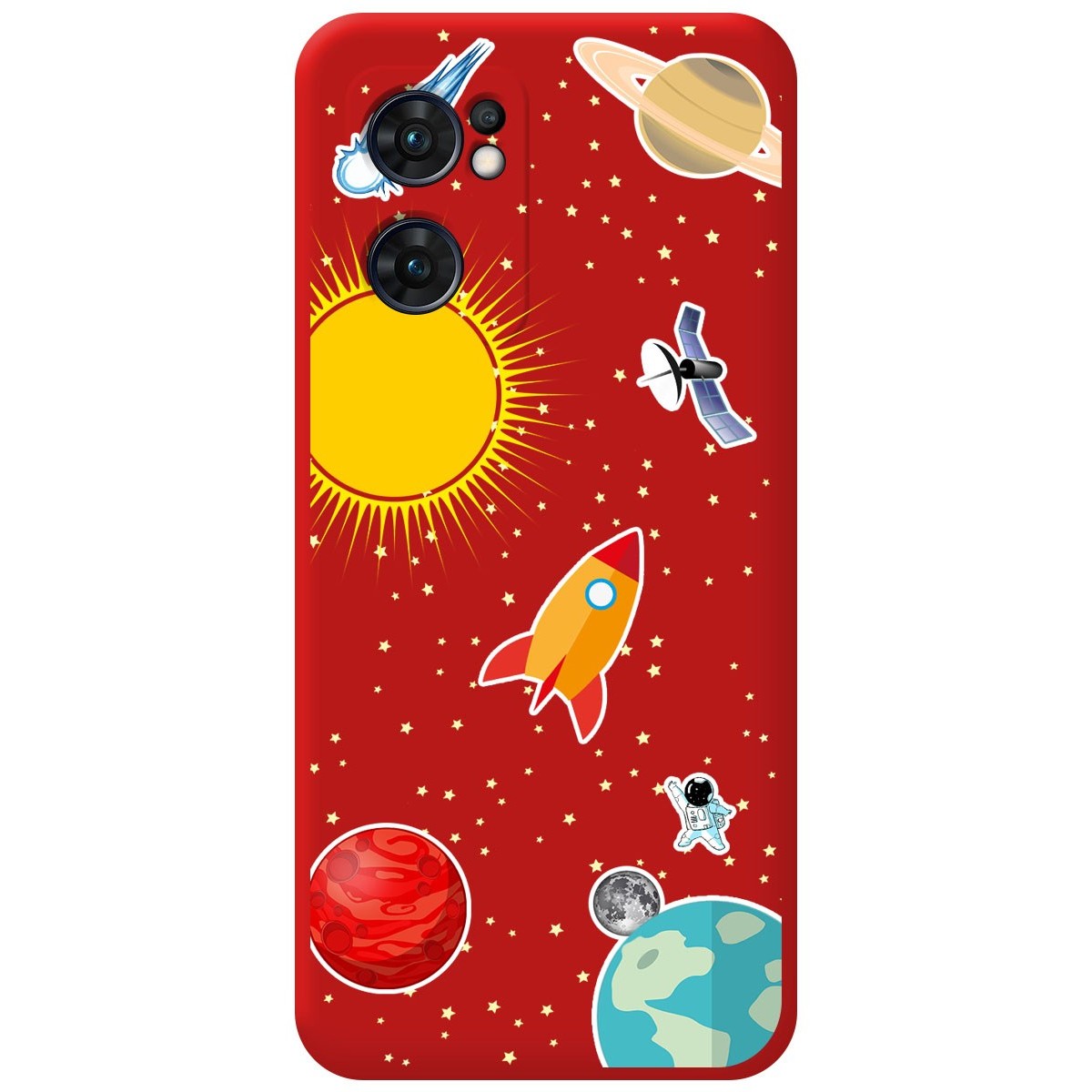 Funda Silicona Líquida Roja para Oppo Find X5 Lite 5G diseño Espacio Dibujos