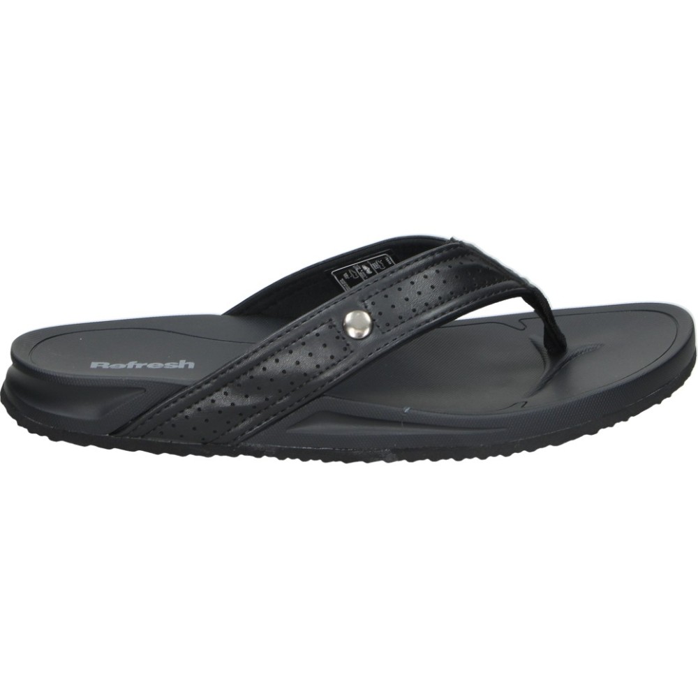 REFRESH | Sandalia de Dedo Refresh para Hombre – Chancla Negra Tipo Esclava con Tiras Anchas, Material que Imita la Piel, Suela de Caucho y Certificado Vegano PETA – Modelo 175549
