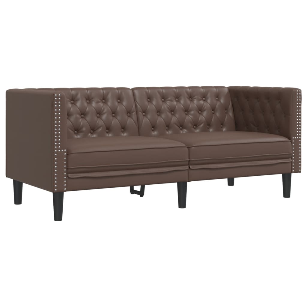 vidaXL Sofá Chesterfield de 2 plazas cuero artificial marrón