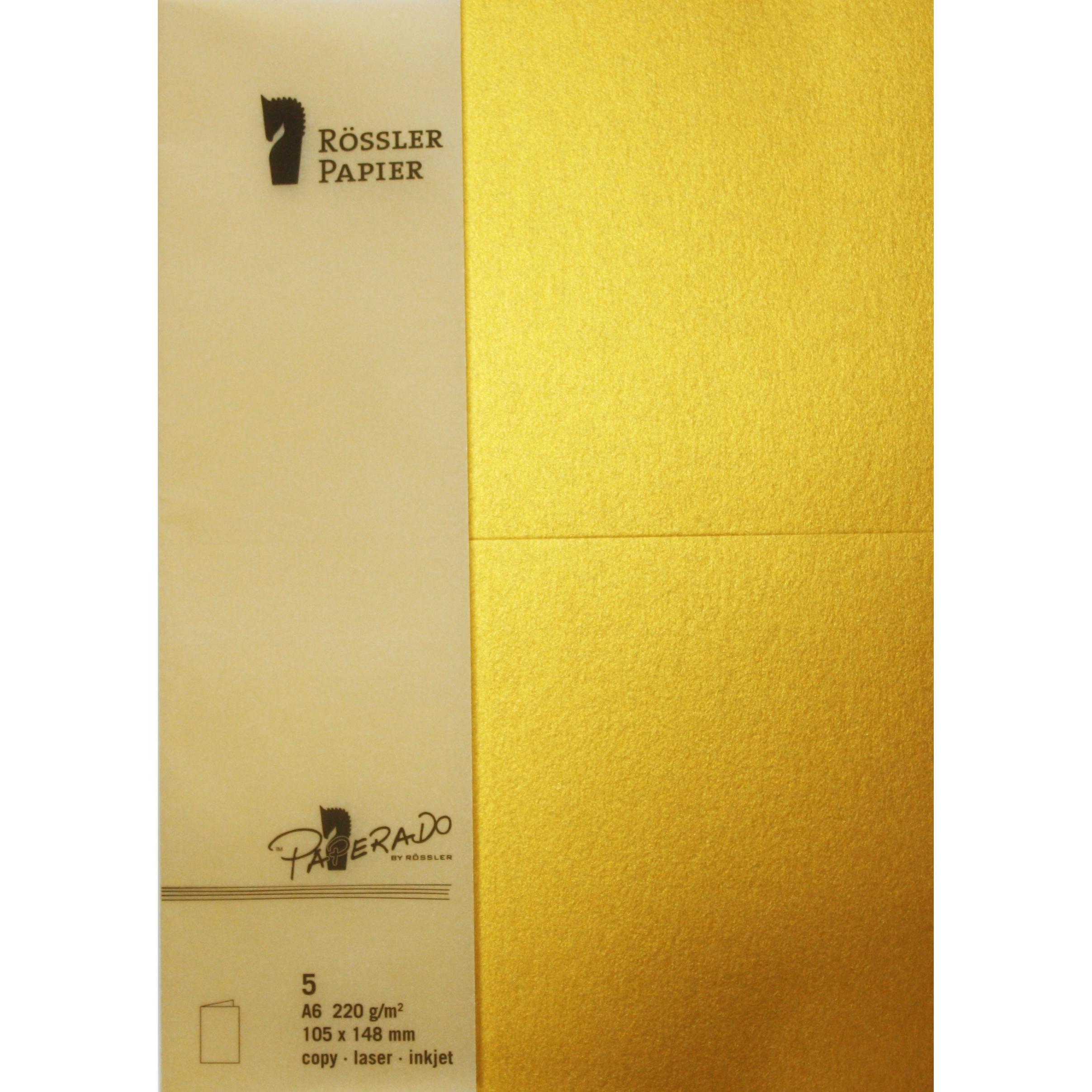 Rossler - Pack 5 unids. tarjeta doble a6 color oro