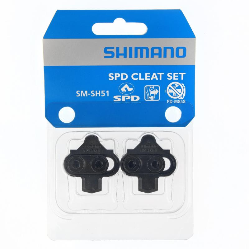 SHIMANO | Calas De Pedales SPD SH51 - Calas de desenganche simple para pedales SPD. Se sueltan sólo cuando se gira el talón hacia fuera. Juego de calas con gran superficie de apoyo y solidez para