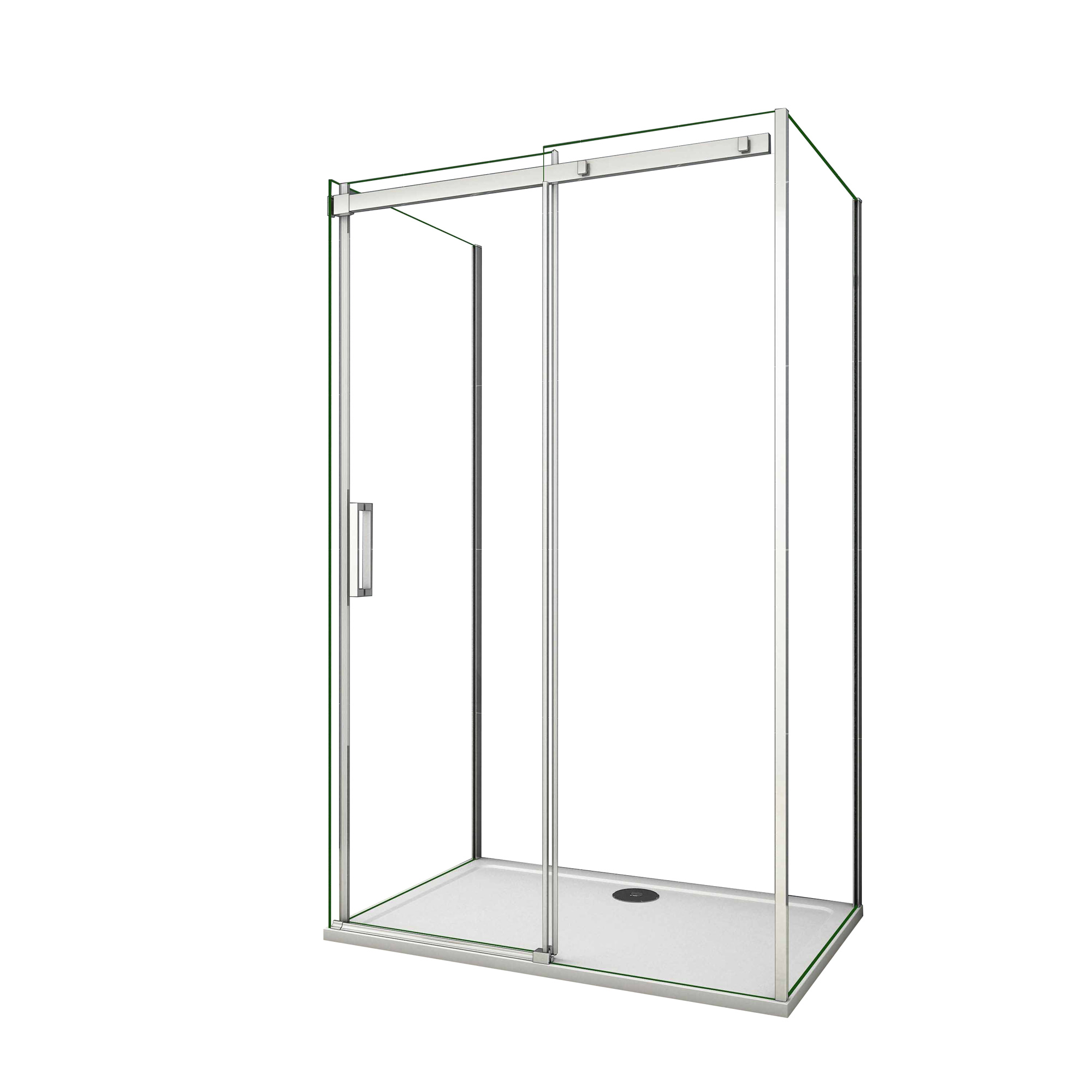 Mampara de Ducha Corredera Frontal dos Paneles Laterales,Perfil Cromado,Vidrio Antical 8mm,(680-700)x(983-1003)x(678-698)x1950mm