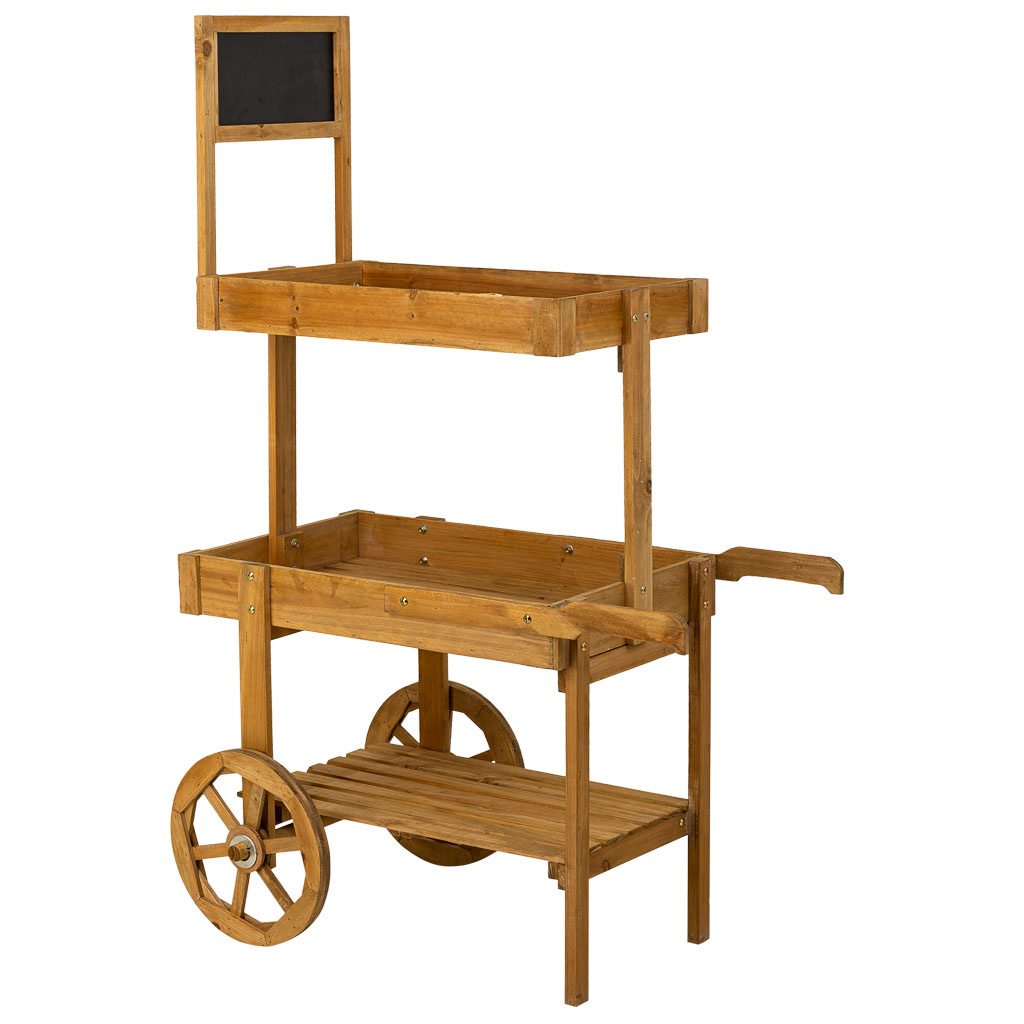 Wonderlust Deco - Carro expositor con ruedas de madera marrón 55x86x135 Marrón 55x86x135h cm