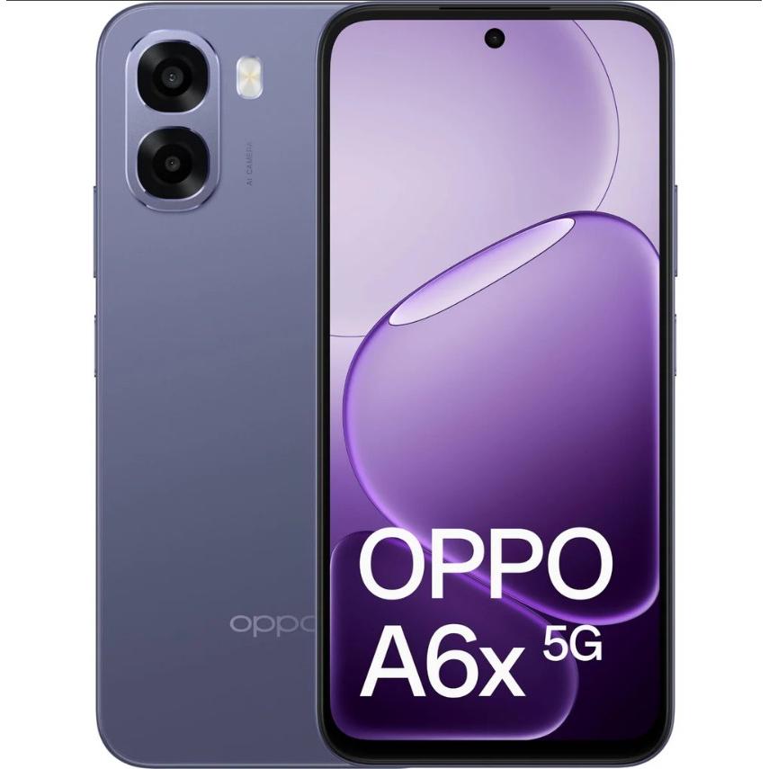 SMARTPHONE - OPPO A6x 5G de 256 GB con pantalla LCD de 6,75 pulgadas y tasa de refresco de 120 Hz, batería de 6.100 mAh para dos días de uso, ColorOS 15 y certificación IP64