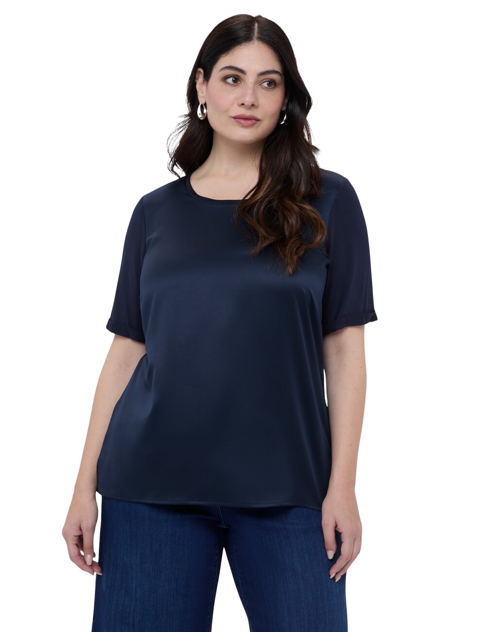 Fiorella Rubino - Camiseta bimaterial con cuello redondo