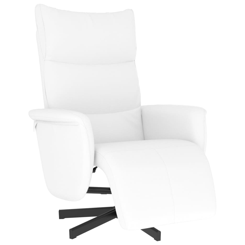 vidaXL Sillón reclinable con reposapiés cuero sintético blanco