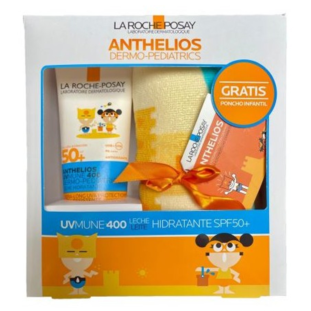 La roche posay anthelios spf50+ uvmune 400 dermopediatrics moisturizing milk for children 250 ml + childrens poncho gift