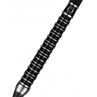 Juego de dardos Harrows Supergrip Ultra de tungsteno 90% - Cuerpo cónico, anillos dobles - Cañas y aletas Silver Supergrip Carbon -