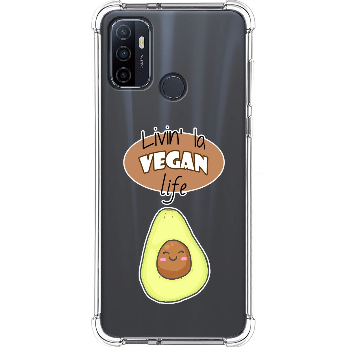 Tumundosmartphone Funda Silicona Antigolpes para Oppo A53 / A53s diseño Vegan Life Dibujos