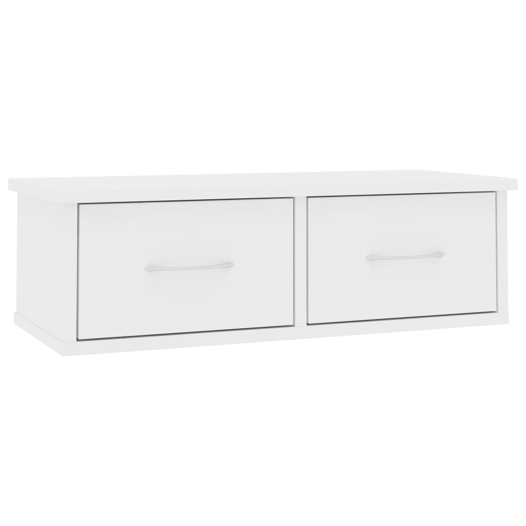 Mueble Almacenaje Estantería Vidaxl Estante de Cajones para Pared Contrachapada 60x26x18,5cm Blanco