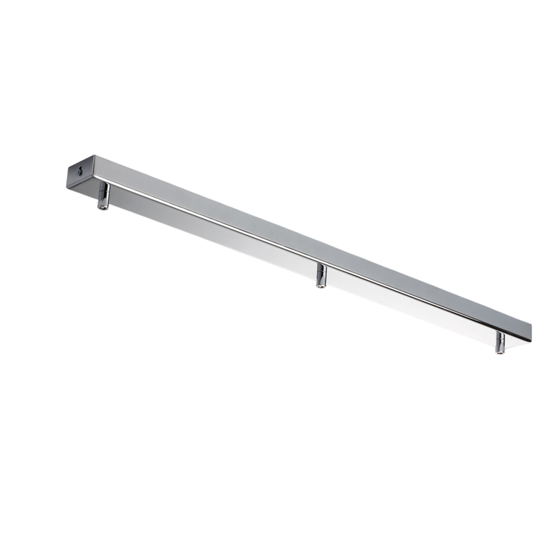 Riel de roseta multicable rectangular de hierro cromado con 3 agujeros L.70 x 5 BL291-BIN3-DM70-CR - Bonetti Illumina