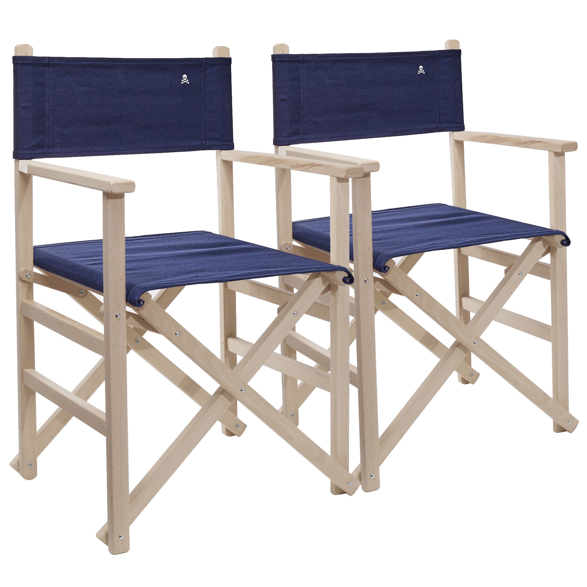 Scalpers Home Set de 2 Sillones Director Plegables Haya Sin Barniz - Color Azul Oscuro, Estructura de Madera de Haya de Calidad - Mobiliario para Salón, Oficina o Exteriores