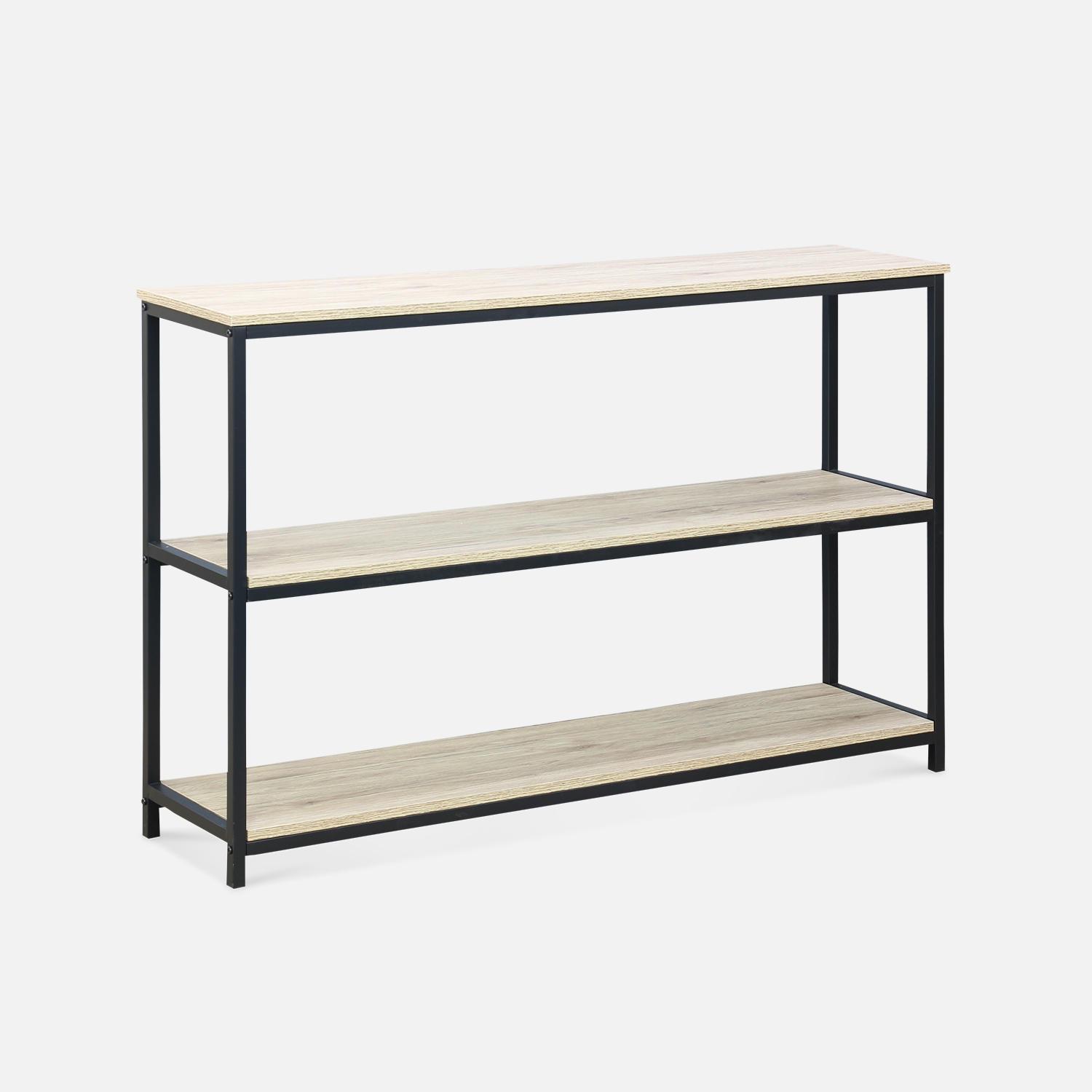 sweeek - Estantería estilo industrial de metal y efecto madera, 3 niveles, 120 cm , Loft , 120x30x80
