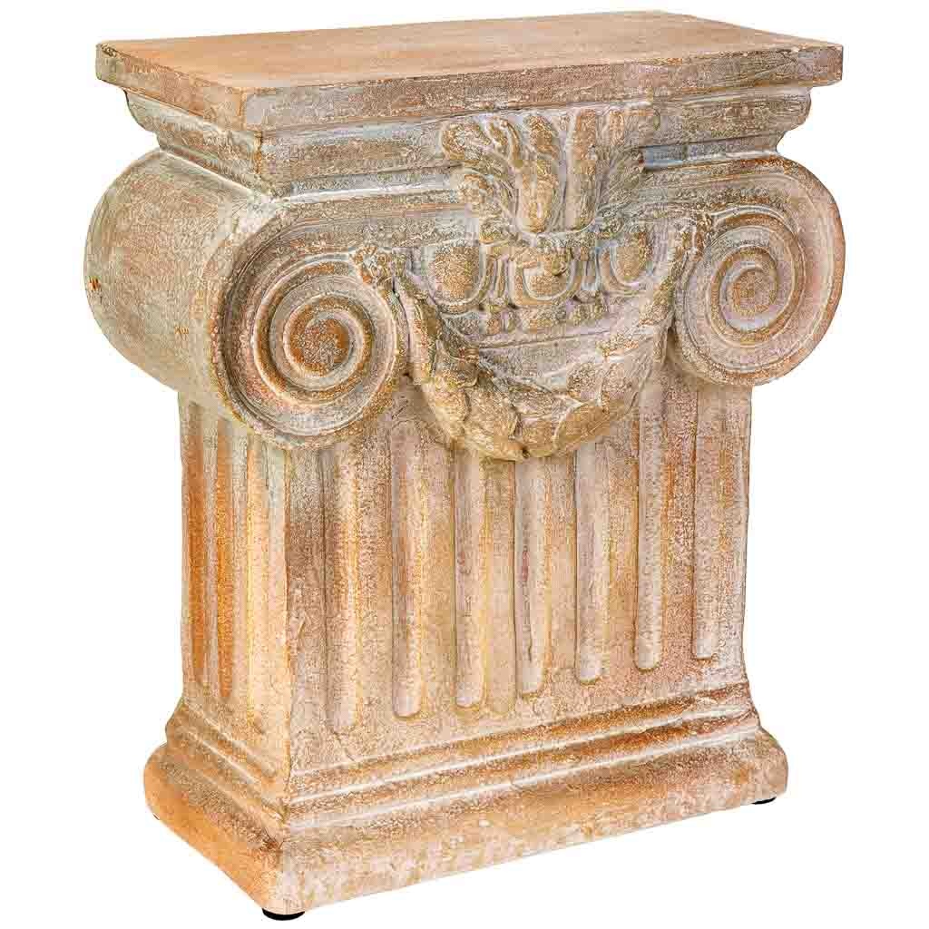 Wonderlust Deco - Columna decorativa de magnesio envejecido 41.5x20x47h cm Marrón 41.5x20x47h cm