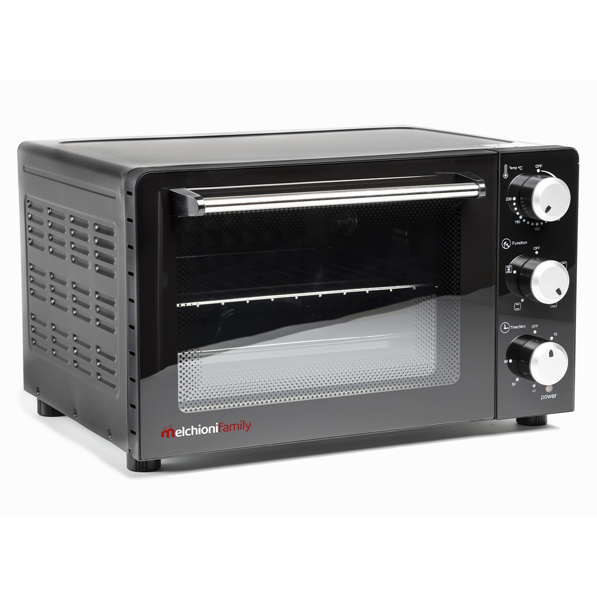Horno Eléctrico MELCHIONI FAMILY ENJOY, Con Grill, Función Ventilado y Combinado, Accesorios Incluidos, Color Negro