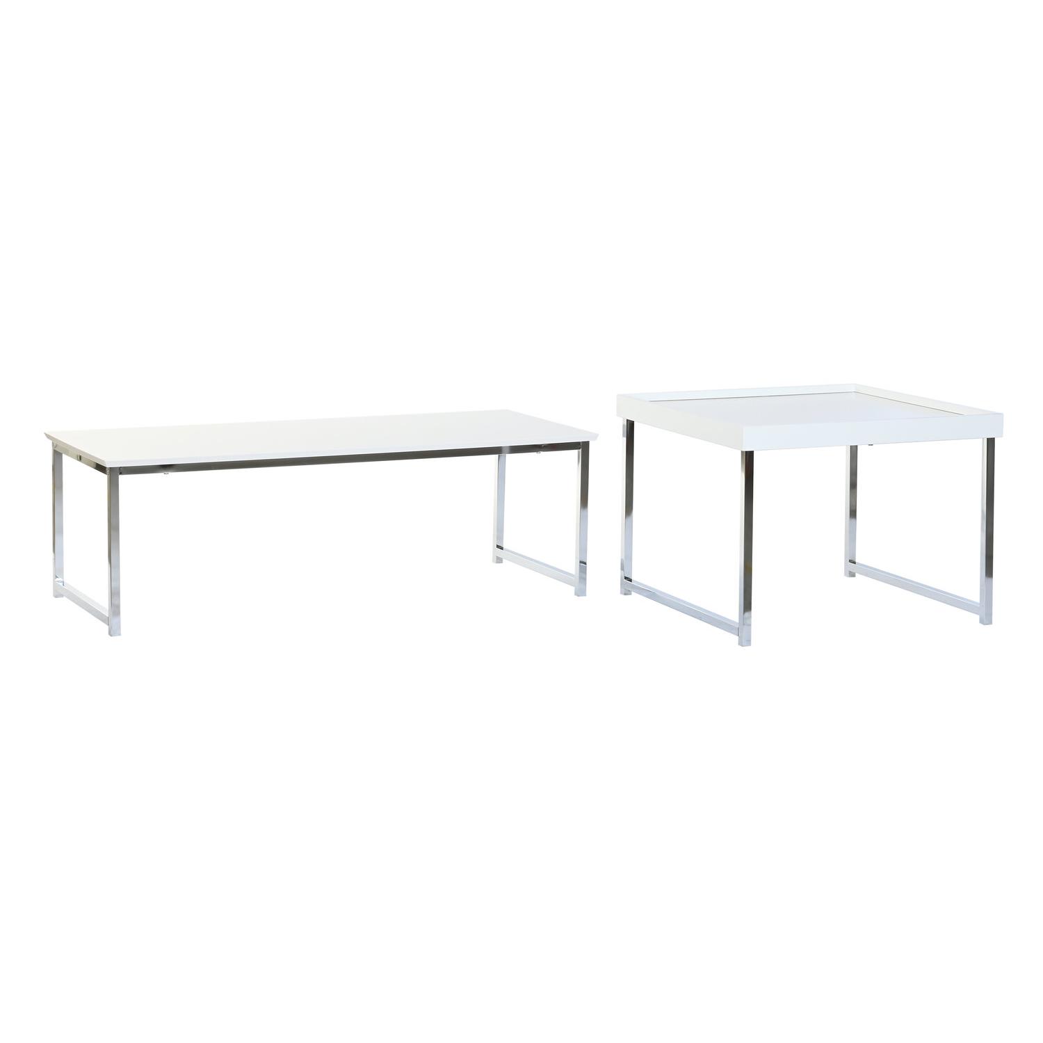 Mesa Centro Set 2 Acero Mdf 110X48X45 Blanco - Fijalo - El mejor complemento para tu hogar.
