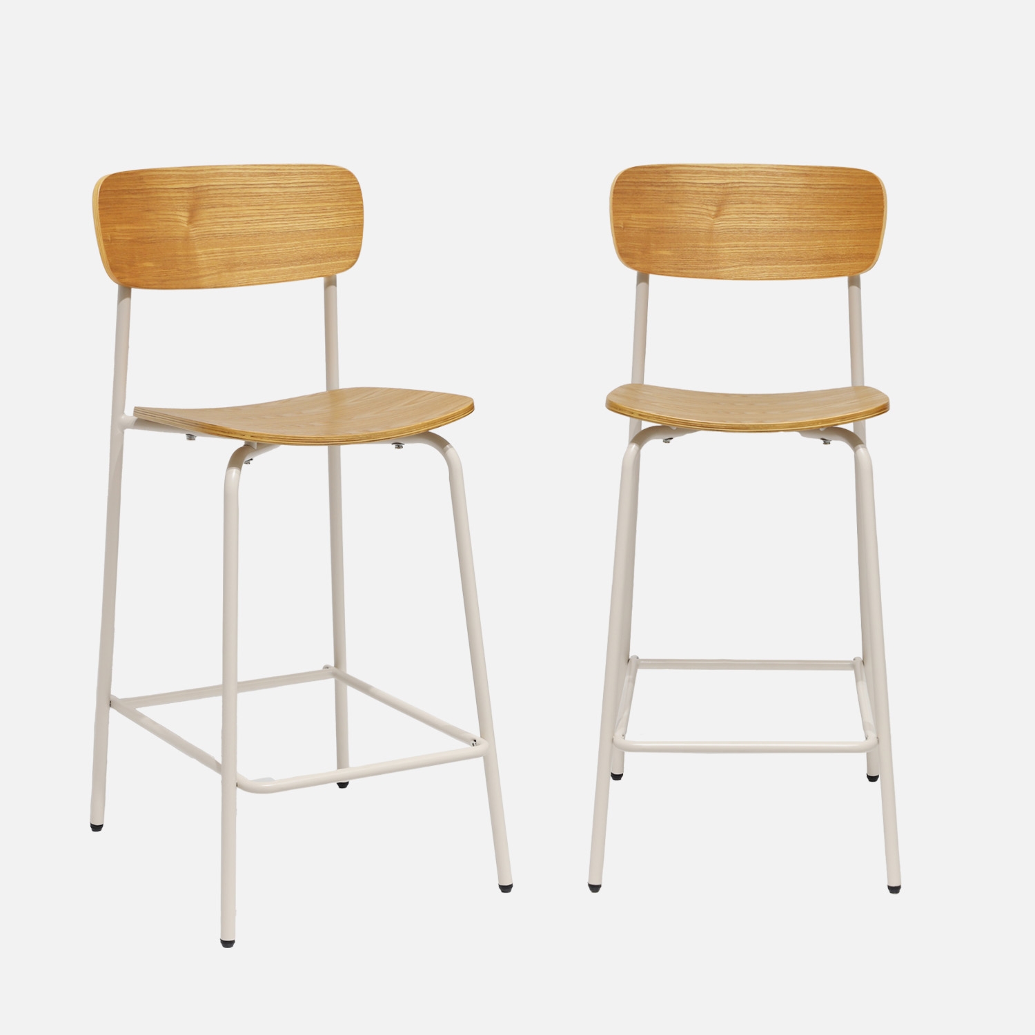 sweeek - Taburete de bar vintage metal y contrachapado, set de 2 , Toby , 42x50x94