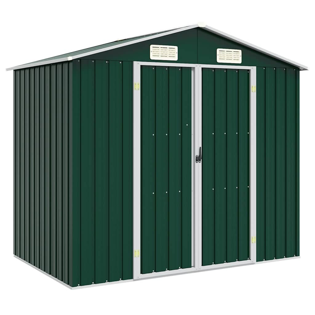 vidaXL Cobertizo de jardín acero galvanizado verde 205x129x183 cm