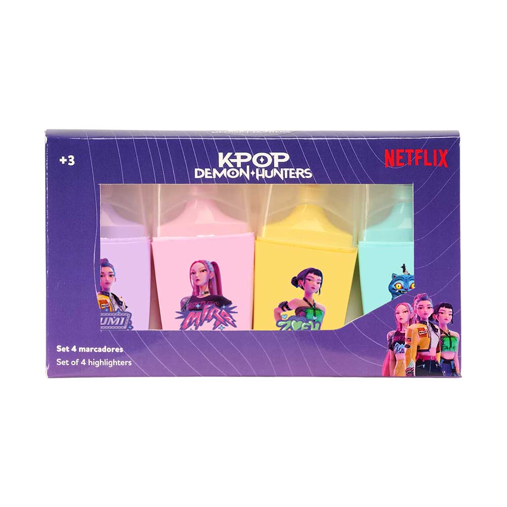SET 4 ROTULADORES FLUORESCENTES K-POP Demon Hunters - STATIONERY