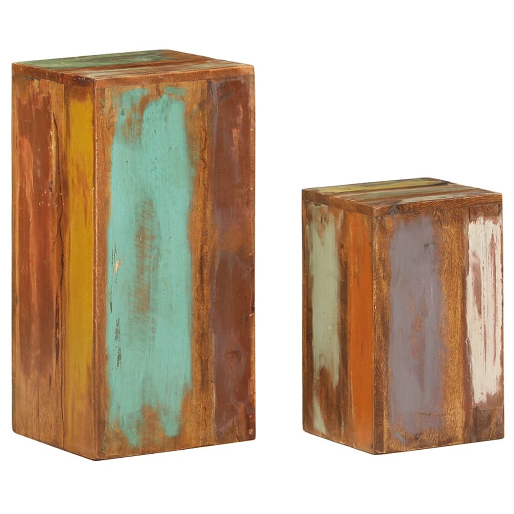 vidaXL Soportes para Plantas Mesitas Auxiliares 2 uds Madera Maciza de Acacia Color Marrón claro,  Multicolor,  Marrón y mas