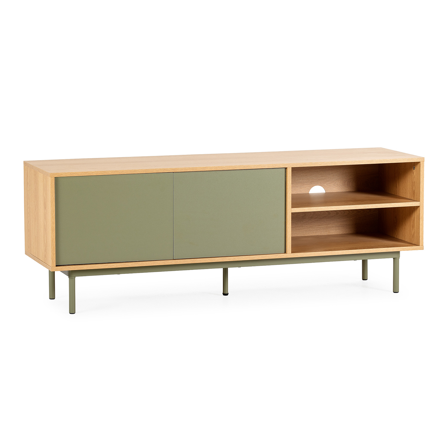 Mueble Tv Cuzco 2 puertas color Roble/Verde