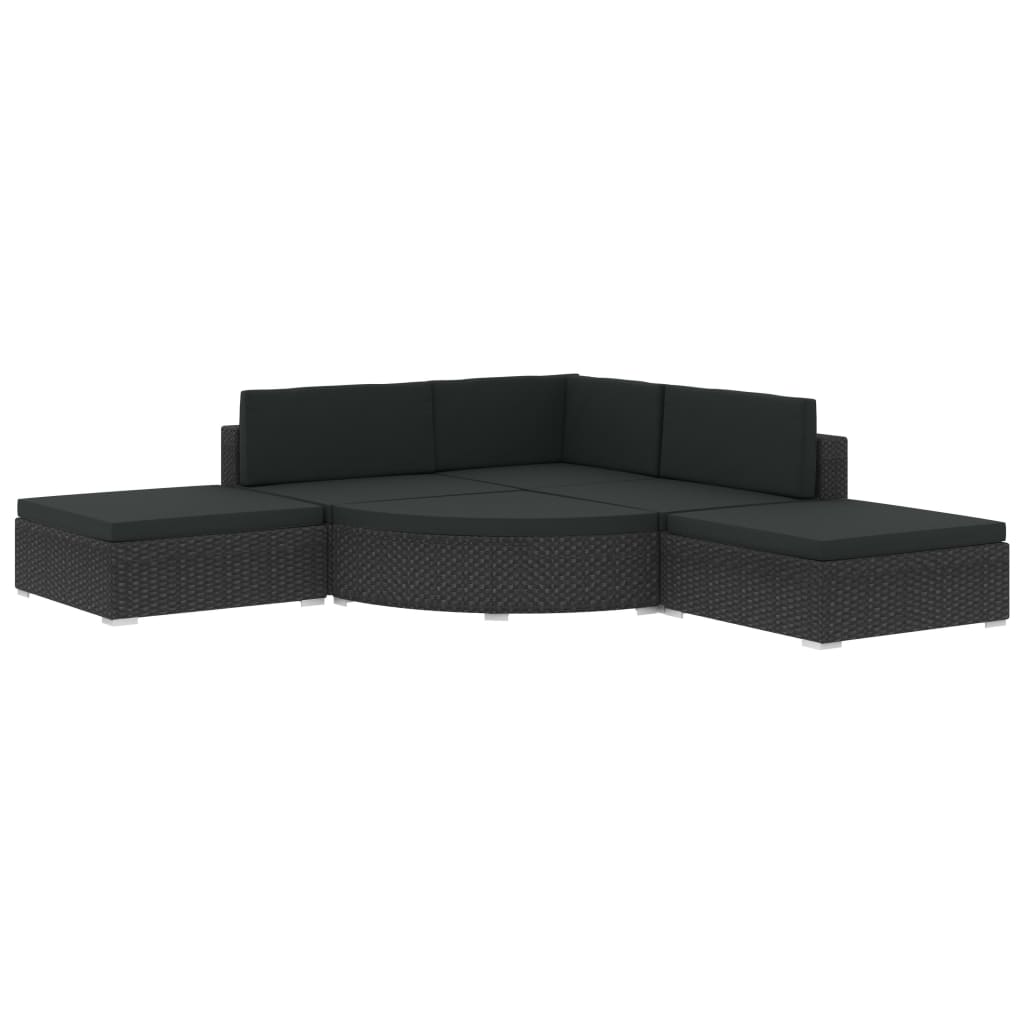 vidaXL Set muebles de jardín y cojines 6 piezas ratán sintético negro