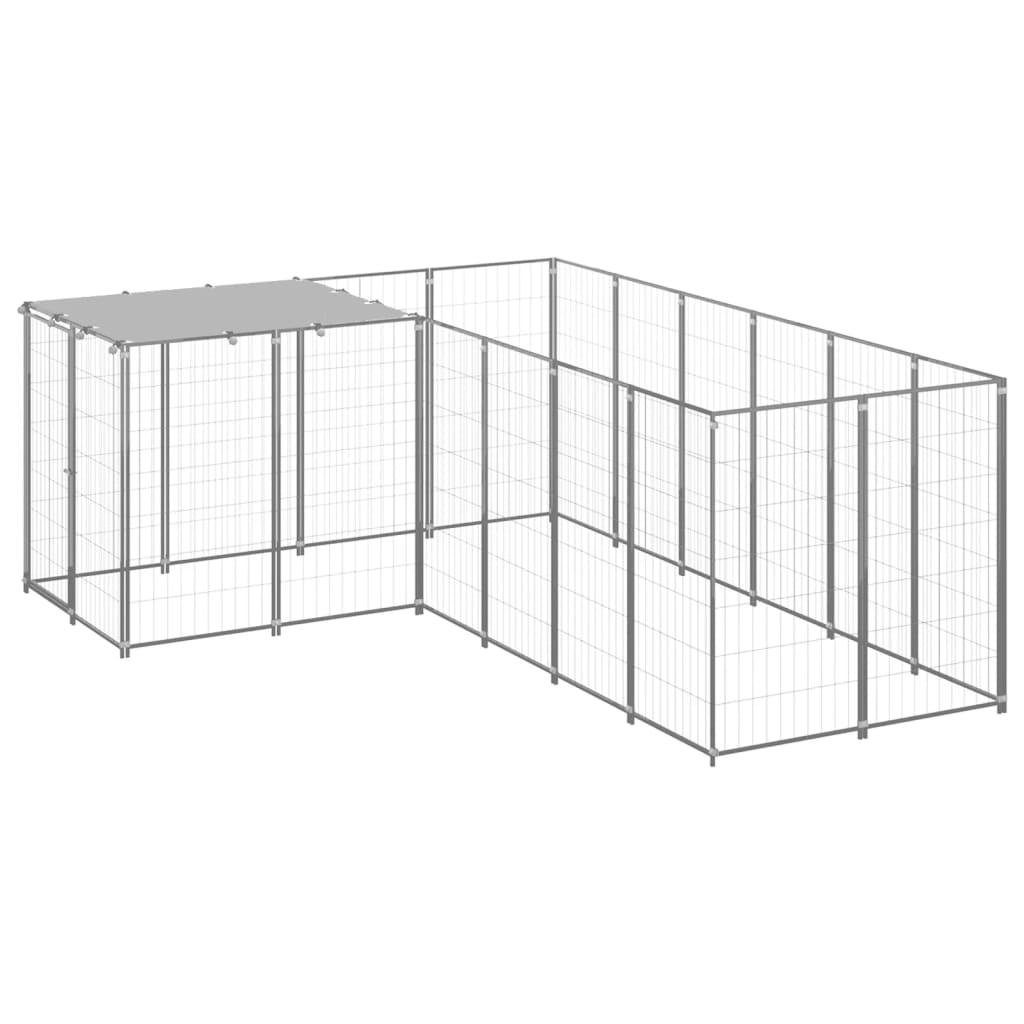 vidaXL Perrera 4,84 m² Acero Casa Jaula Perro Cachorro Recinto Mascota Color Plateado,  Negro, y mas