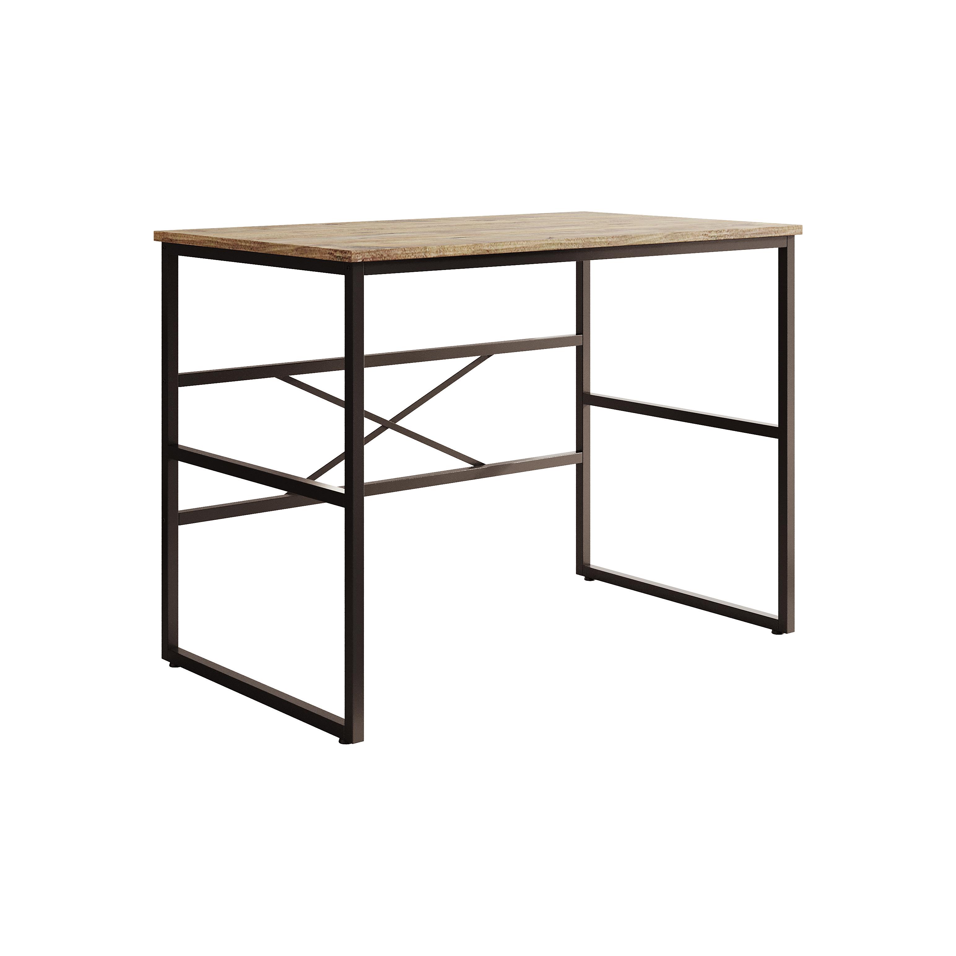 MB Muebles Bonitos -  Escritorio oficina, Ancho 100-120cm, Estructura metal, Color Pino, Modelo Factory M1-M2