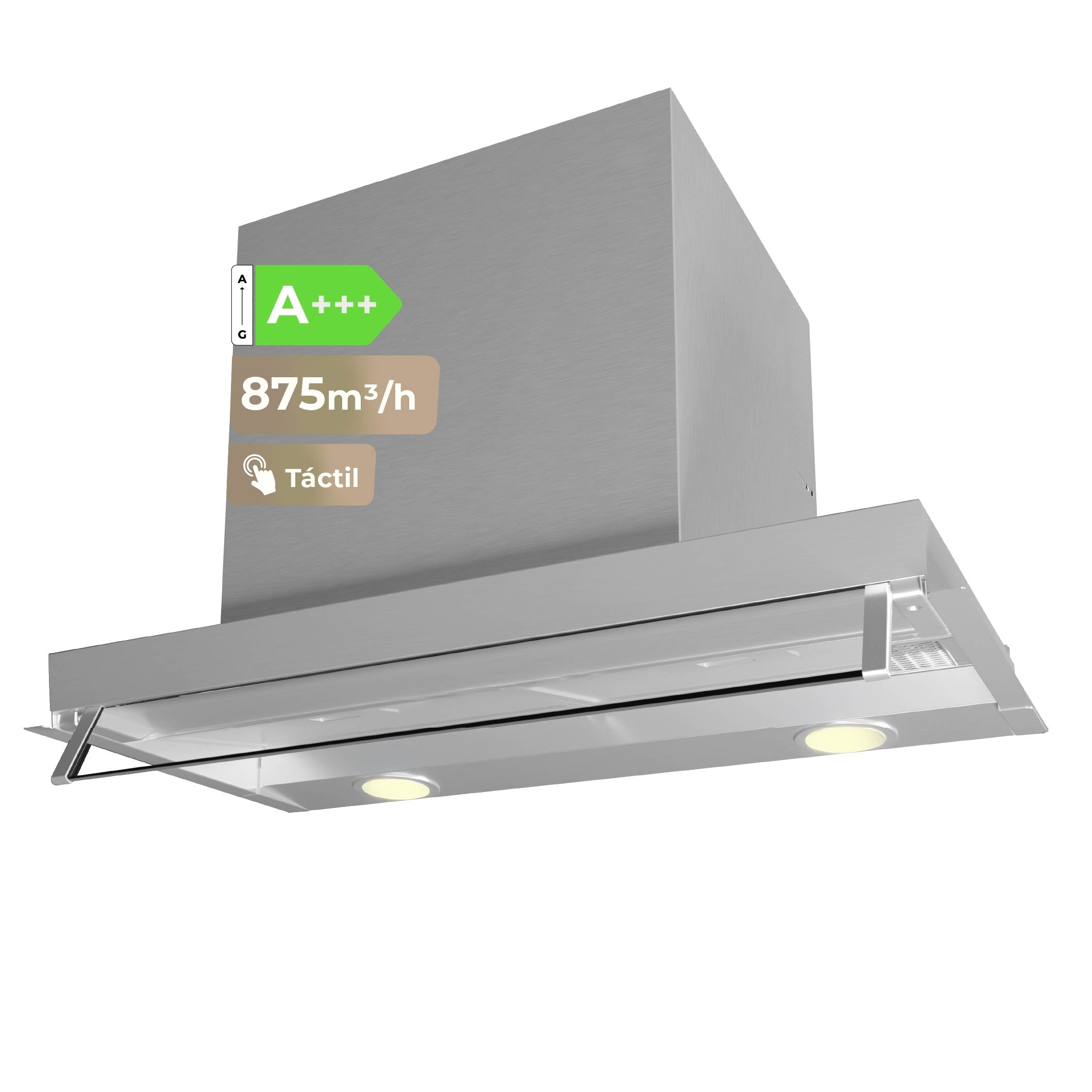 EVVO - Campana extractora integrable CEi55 Inox 60 cm con motor 200W, iluminación LED y sistema recirculación