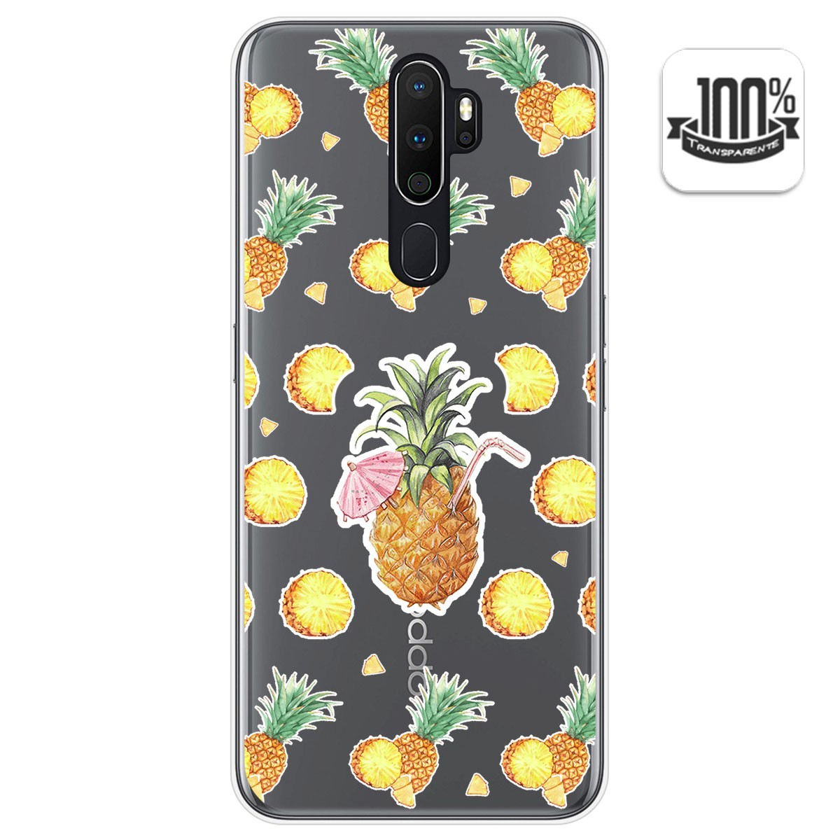 Tumundosmartphone Funda Gel Transparente para Oppo A5 2020 diseño Piña Dibujos