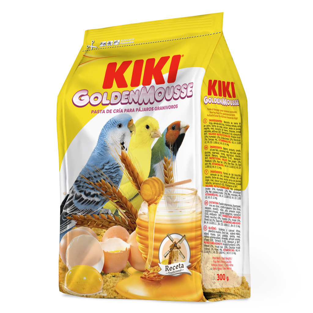 Kiki - KIKI Golden Mousse 1kg, Pasta de cría para Canarios, Periquitos, Agapornis