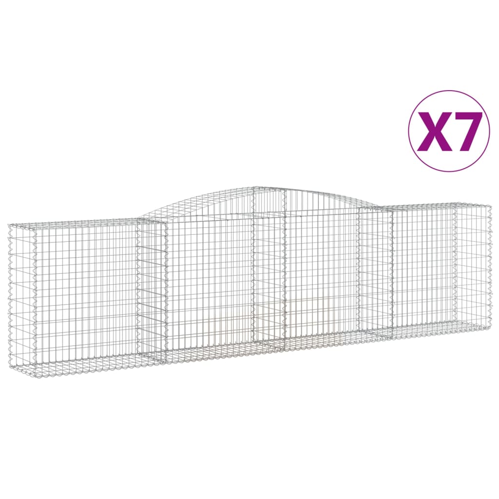 Vidaxl Cestas Gaviones Arco Hierro 7 Uds. Dimensiones 400x30x40/60 Cm