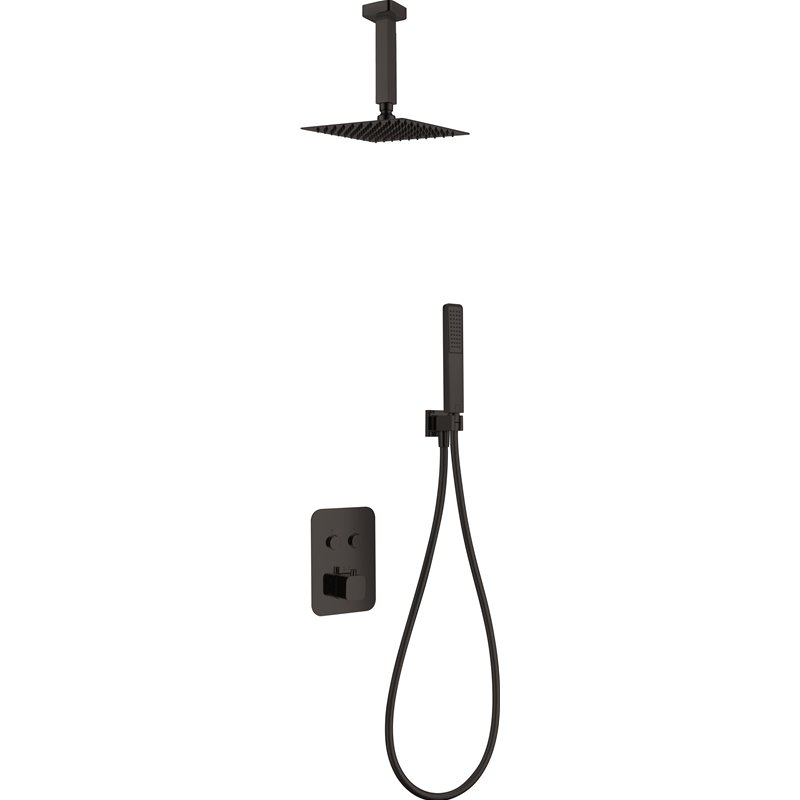 Imex Portugal GTP022/NG conjunto termostático para ducha de 3 módulos diseño moderno negro mate
