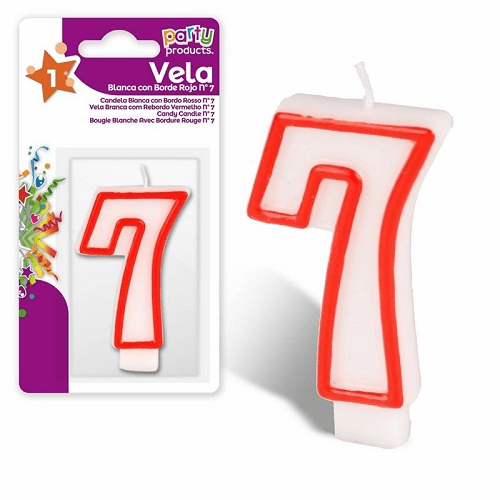 CABLEPELADO - Vela cumpleaños - celebracion - sin toxicos - sin Humo - Numero de Tarta - fácil colocación - Número 7 - Rojo y Blanco