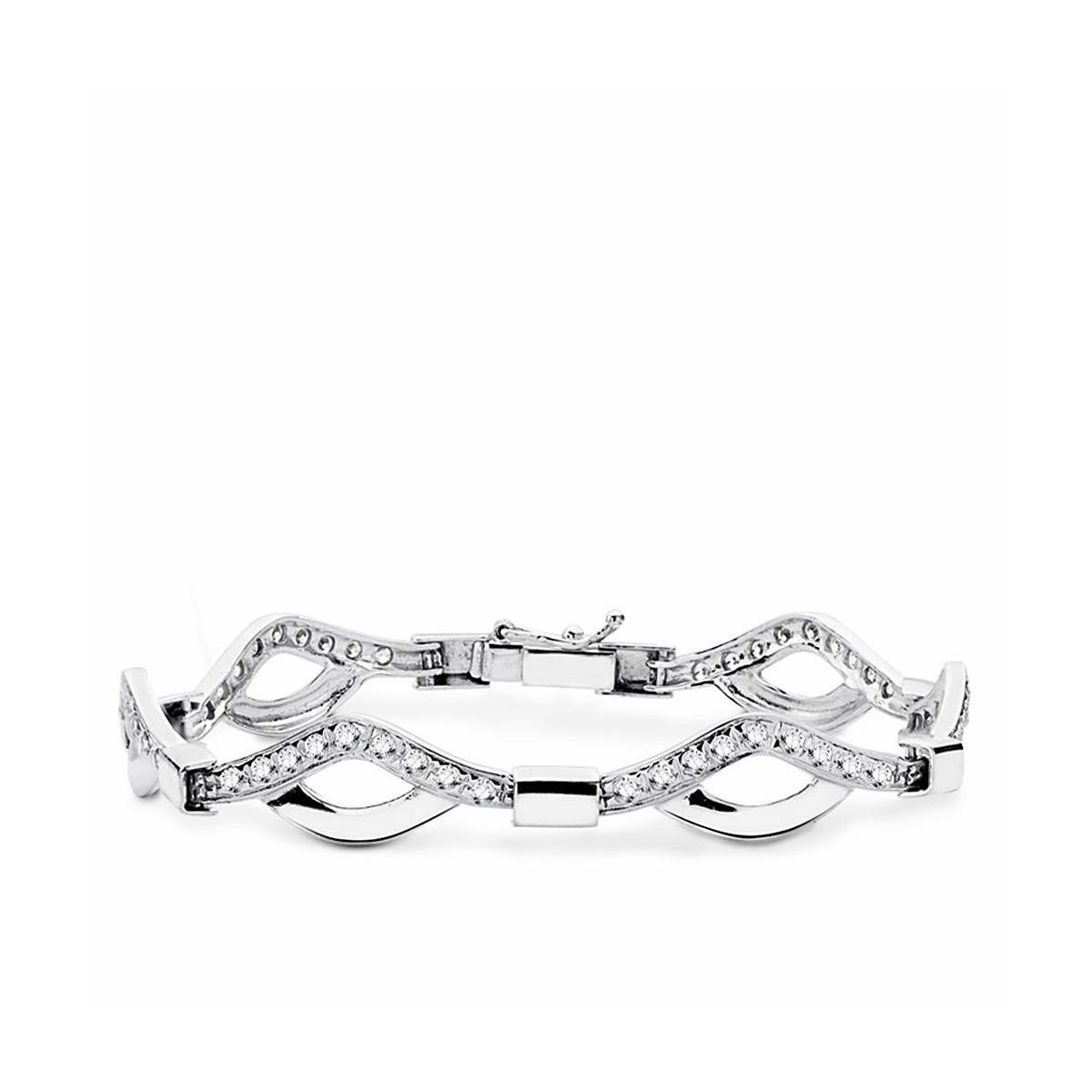 Pulsera oro blanco 18k circonitas 18.5cm.