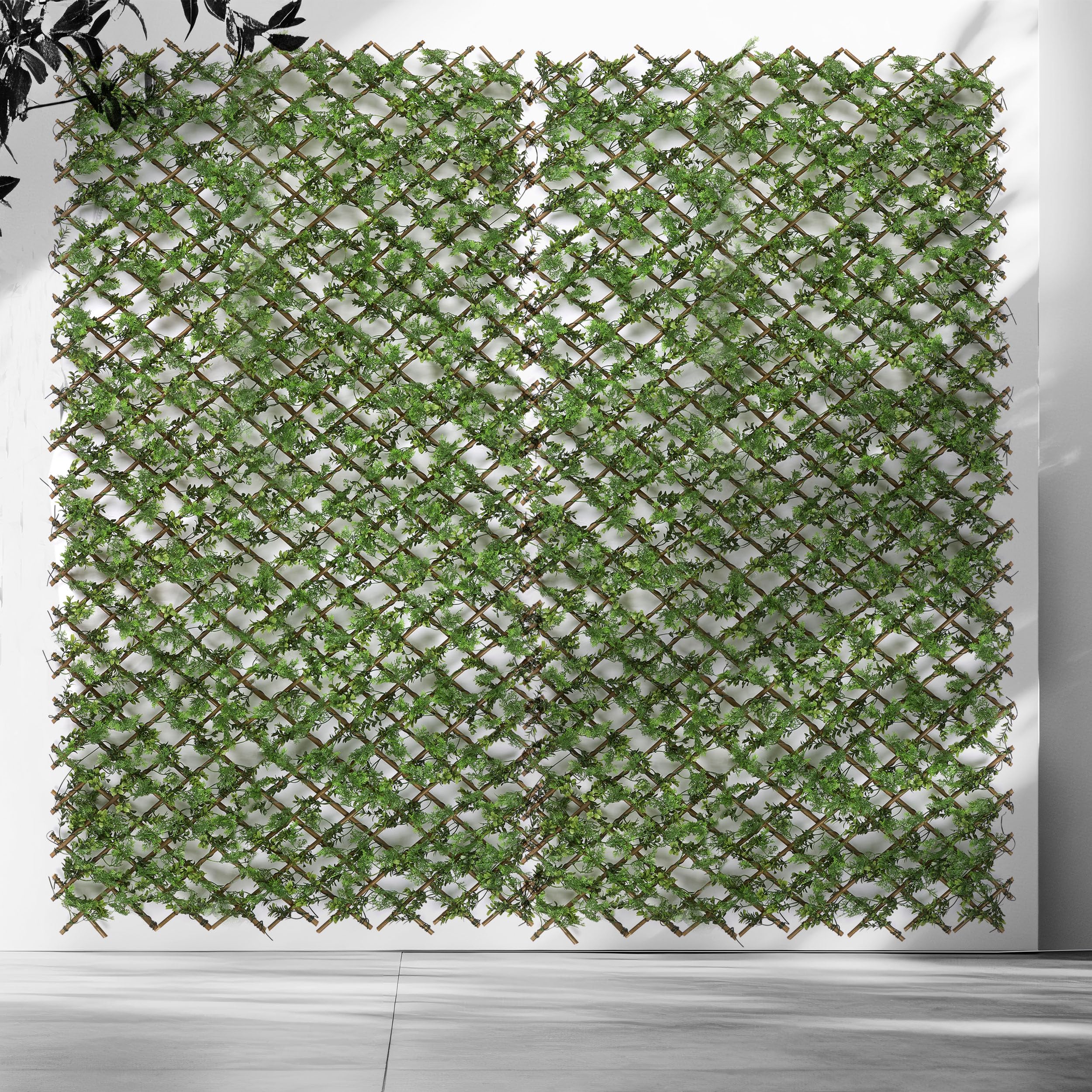 Panel Extensible Hojas, Material Plástico (PE), Medidas 90 x 180 cm, Jardín Vertical Artificial, Celosias para Terraza Exterior