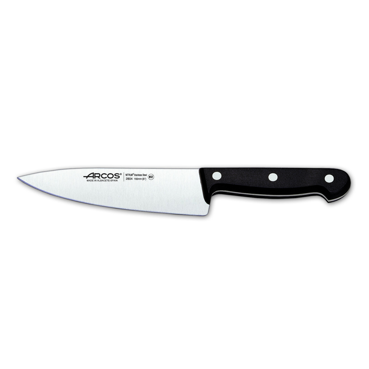 Cuchillo de cocinero Arcos Universal 280404 de Acero Nitrum, con Mango de Polioximetileno y hoja de 15.5 cm en estuche