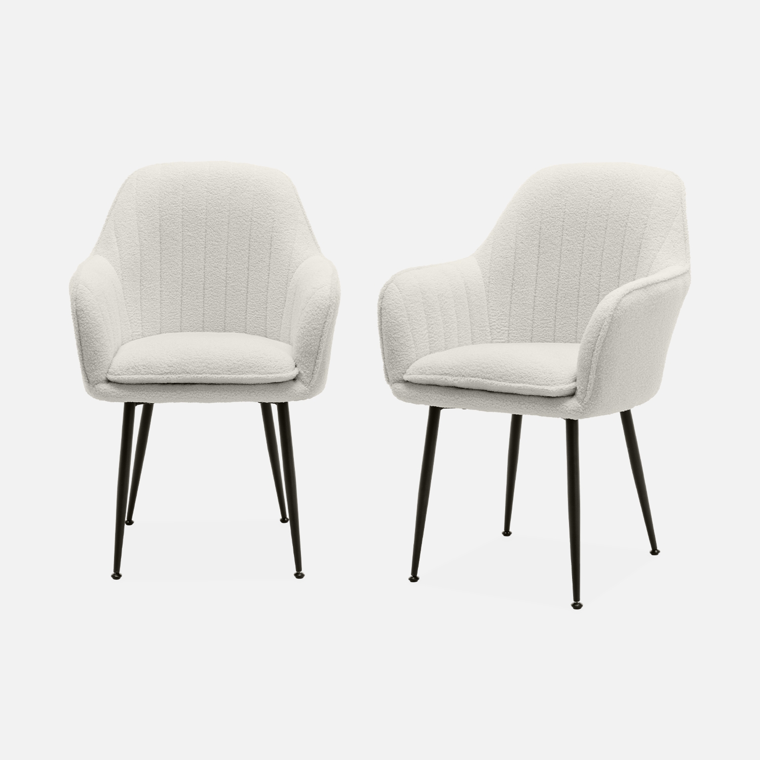 sweeek - Sillón borreguito con patas de metal, set de 2 , Shella borreguito , 57x59x84