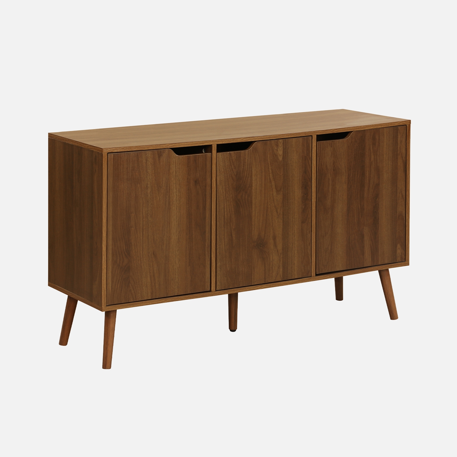 sweeek - Aparador efecto nogal con 3 puertas y 3 estantes, 120cm , Nepal , 120x39x73