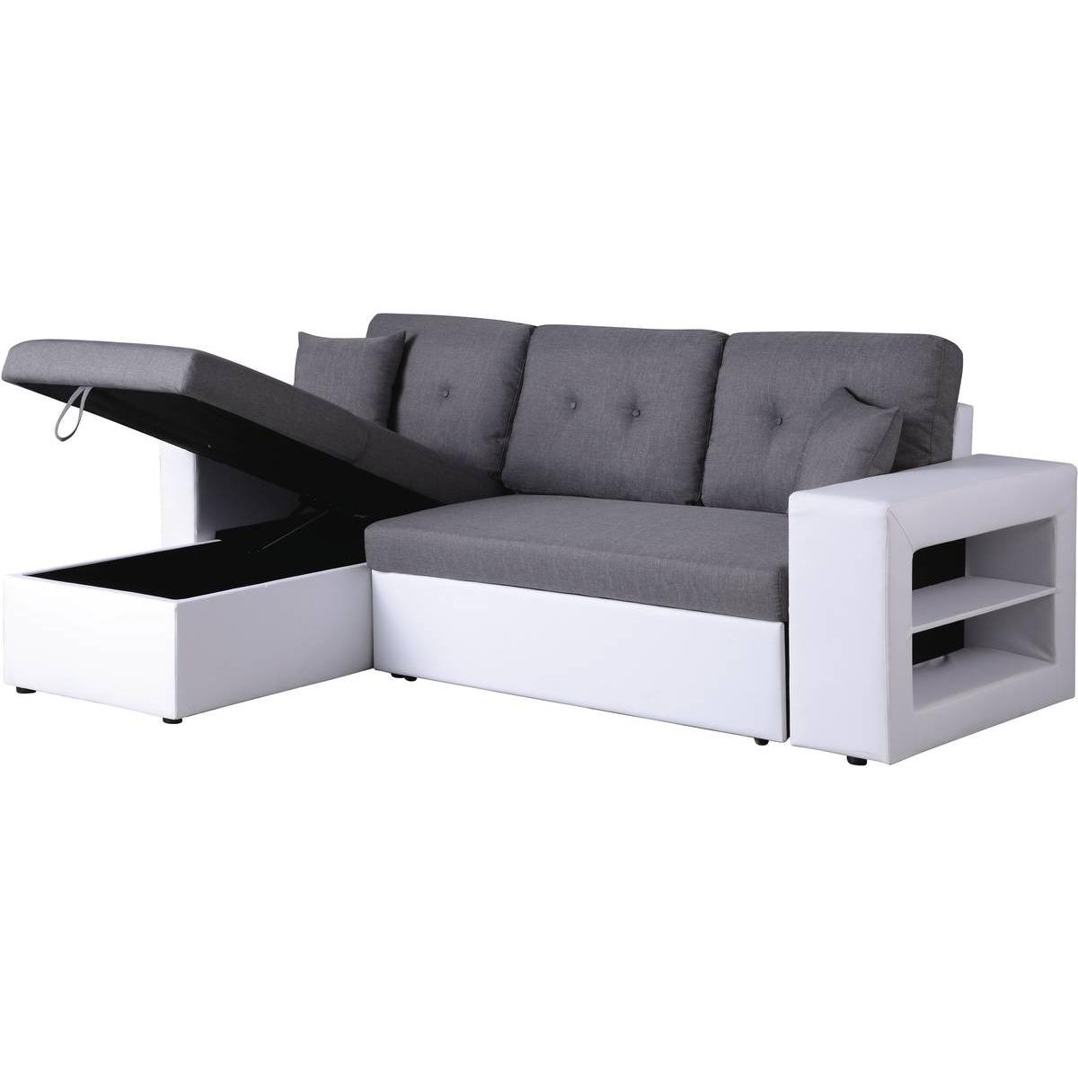 Habitat y Jardin - Sofá esquinero convertible/reversible "Axel" - Blanco/Gris
