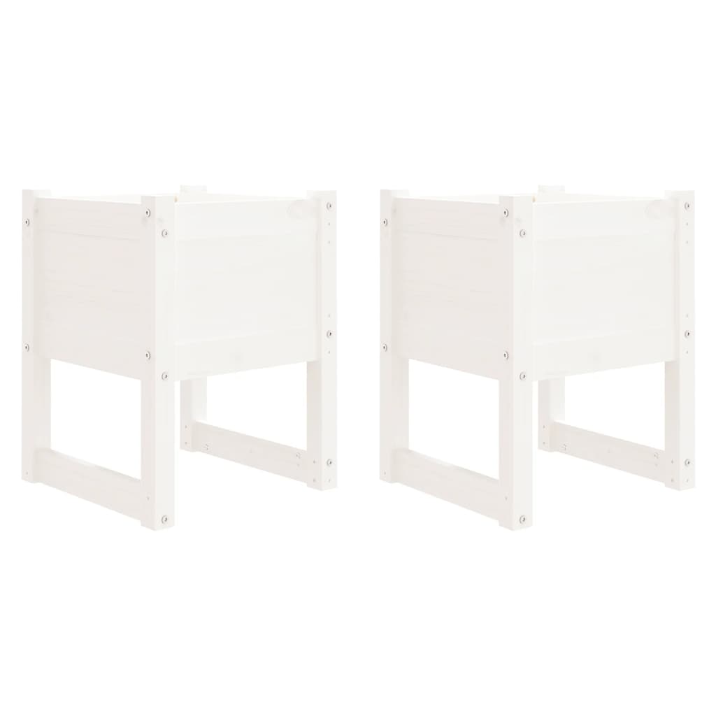 vidaXL Jardinera 2 unidades madera maciza de pino 40x40x52,5 cm Color Natural,  Blanco,  Gris y mas