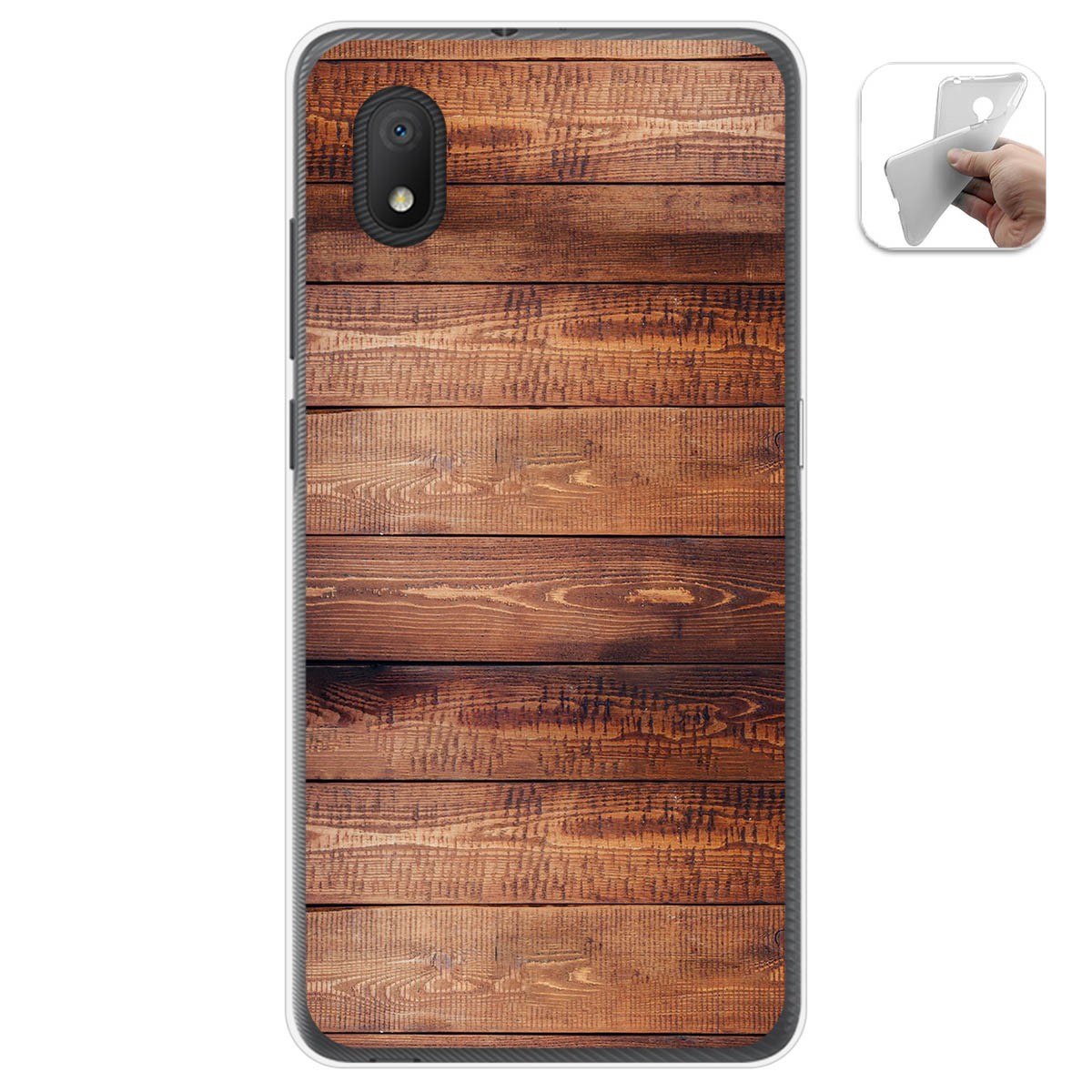 Tumundosmartphone Funda Gel Tpu para Alcatel 1B 2020 diseño Madera 02 Dibujos