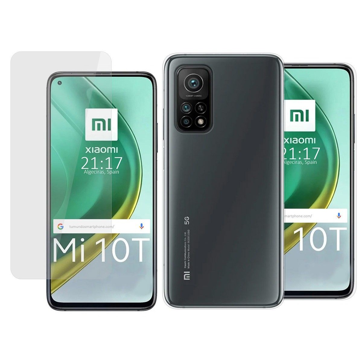 Tumundosmartphone Pack 2 En 1 Funda Gel Transparente + Protector Cristal Templado para Xiaomi Mi 10T / MI 10T Pro
